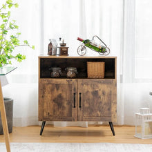 Load image into Gallery viewer, Costway Mid Century Bar Cabinet Storage Unit with Glass Holder - Suitable for Restaurant and Kitchen
