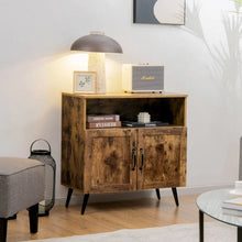 Load image into Gallery viewer, Costway Mid Century Bar Cabinet Storage Unit with Glass Holder - Suitable for Restaurant and Kitchen

