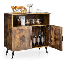 Load image into Gallery viewer, Costway Mid Century Bar Cabinet Storage Unit with Glass Holder - Suitable for Restaurant and Kitchen
