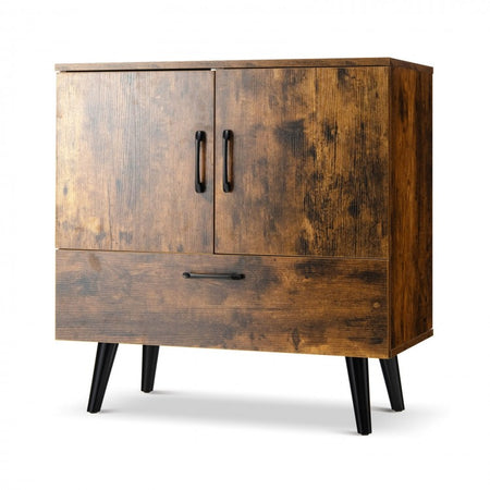Rustic Farmhouse Vintage Freestanding Storage Cabinet with 2 Doors and 1 Drawer - Ideal for Living Room and Bedroom