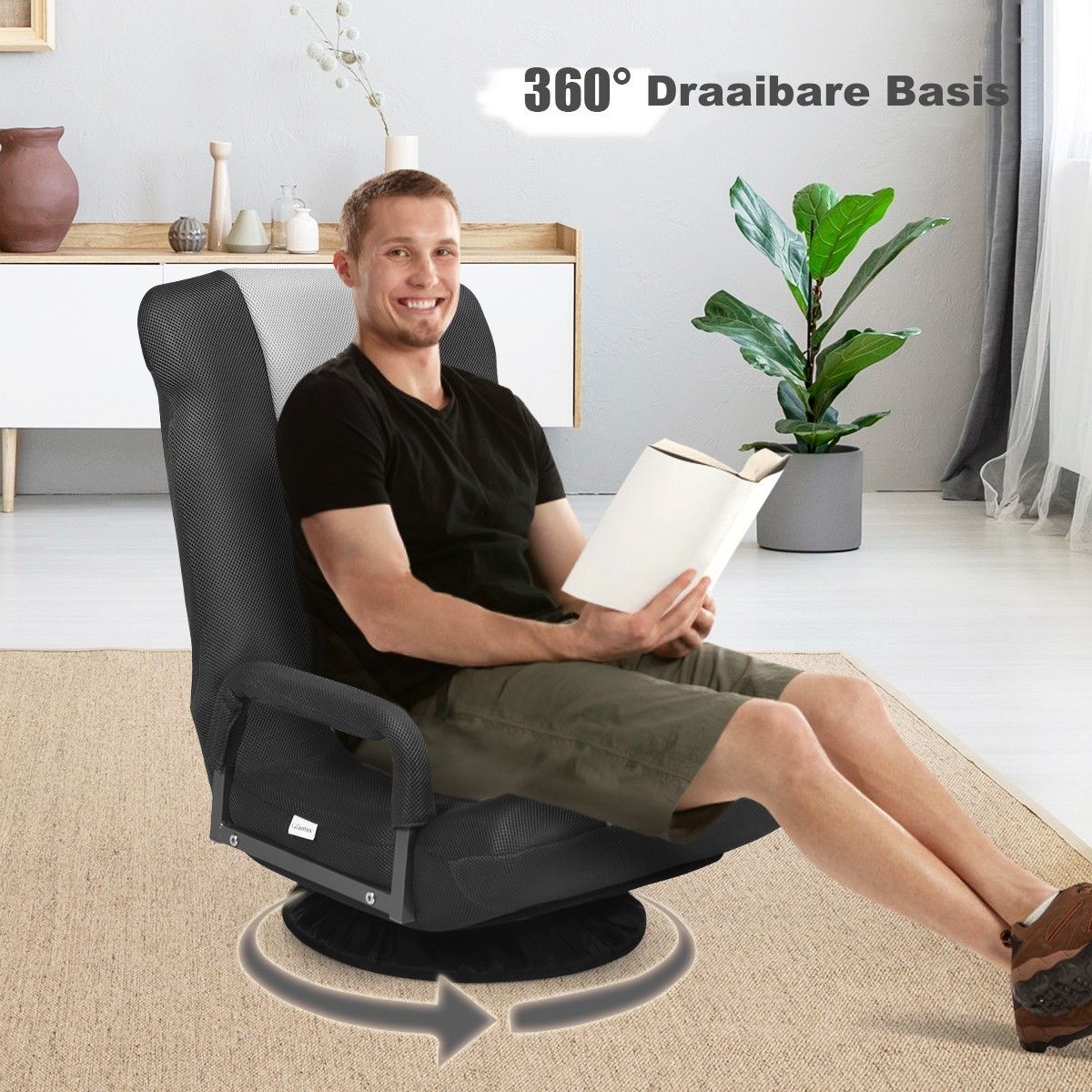 Auction Deal -Black Foldable Floor Chair with Adjustable Position
