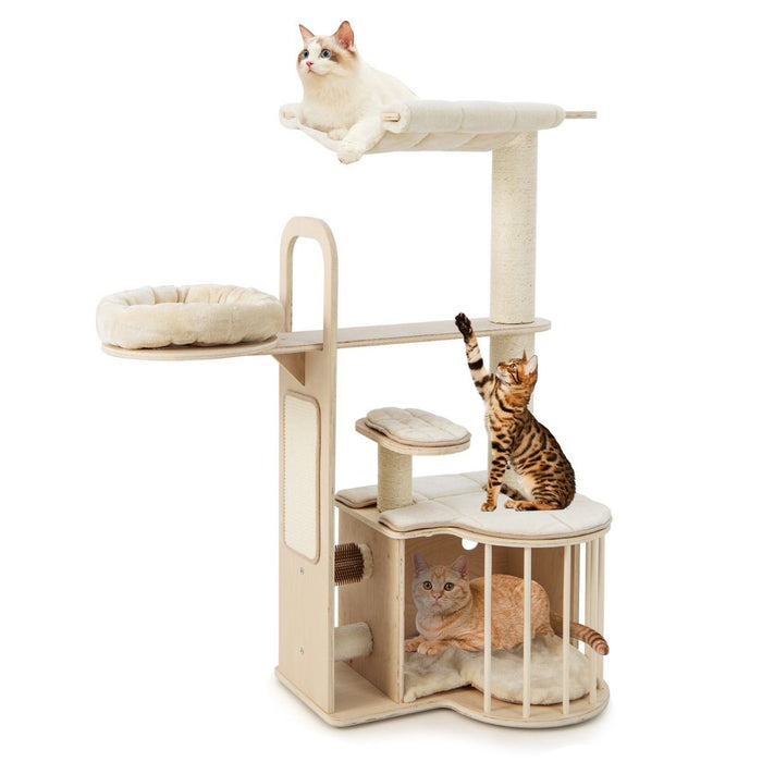 Auction Deal -Beige Cat Scratching Post with Cave and Removable Hammock Cushion