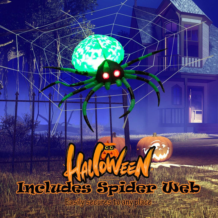 Halloween Inflatable Green Spider - Suitable for Halloween Decorations and Haunted Houses