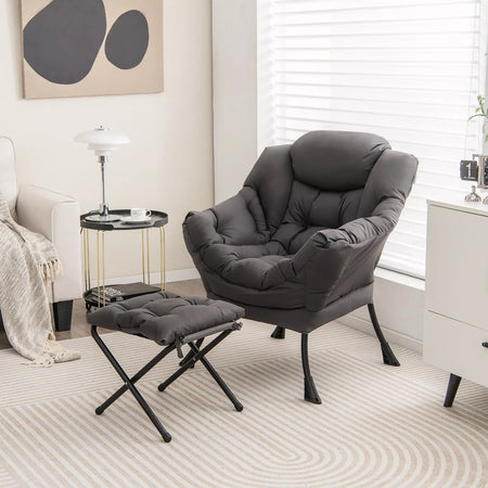 Auction Deal -Gray Recliner Sofa and Footstool Set for Living Room & Bedroom