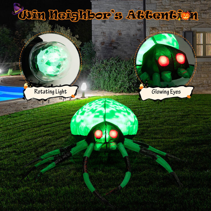Halloween Inflatable Green Spider - Suitable for Halloween Decorations and Haunted Houses