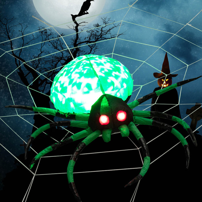 Halloween Inflatable Green Spider - Suitable for Halloween Decorations and Haunted Houses