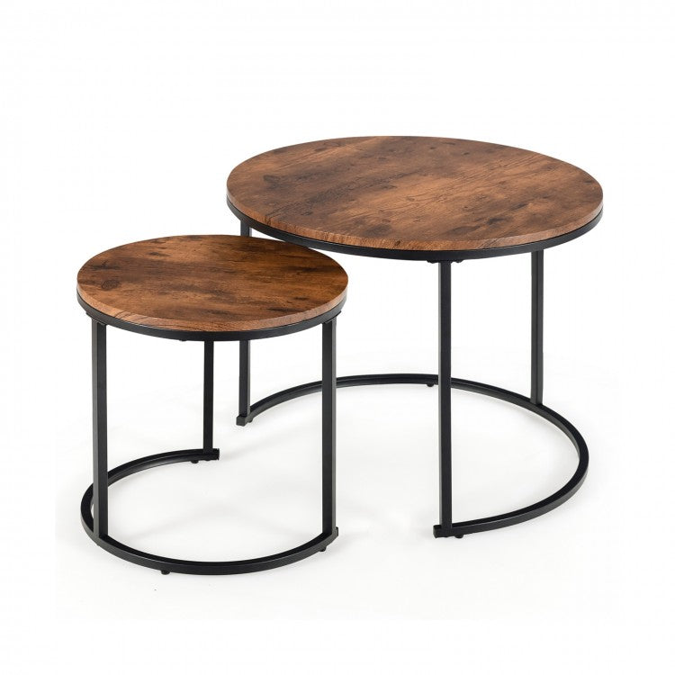 Affordable 2-Piece Round Coffee Table Set for Living Room