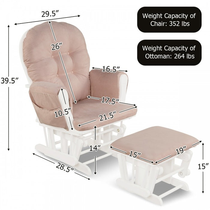 Multifunctional Wooden Glider Rocking Chair Set with Footrest